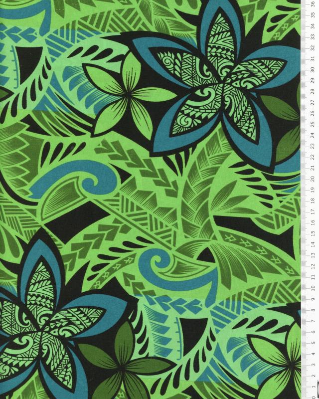 Polynesian fabric HOARAA Green - Tissushop